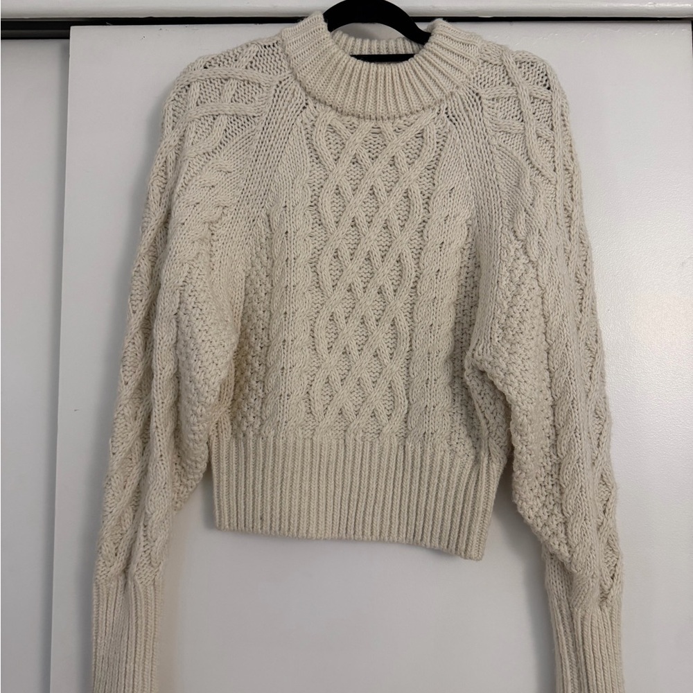 H&M Cream Cable-Knit Crewneck Sweater